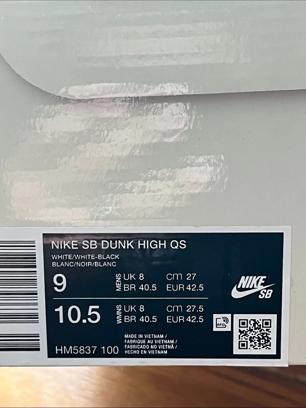 Nike SB Dunk High QS x Antihero White Black Men’s Size 9 NIB HM5837-100